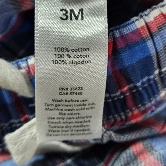 Just One You by Carter's Baby Boy Plaid Drawstring Shorts Size 3M (9-12.5lbs) - Picture 4 of 5